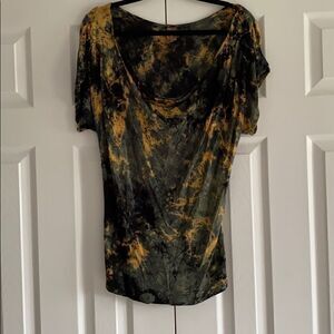 Language Language Tie Dye Low Scoop Neck Top